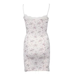 BILL TORNADE Robe nuisette en coton bretelles délicates avec fleurs Femme BLANC ECRU Best