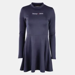 TOMMY HILFIGER Robe patineuse à courte col montant Femme BLEU FONCE New