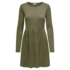 JDY Robe patineuse manches longues col ras de cou Femme KAKI Best