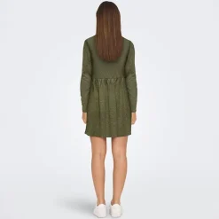 JDY Robe patineuse manches longues col ras de cou Femme KAKI Best