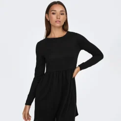 JDY Robe patineuse manches longues col ras de cou Femme NOIR Hot