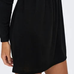 JDY Robe patineuse manches longues col ras de cou Femme NOIR Hot