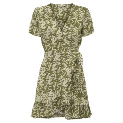 ONLY Robe portefeuille à volants imprimé tropical Femme KAKI Discount