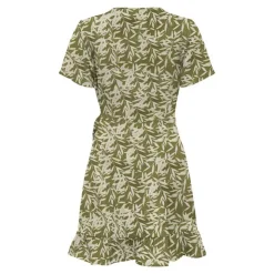 ONLY Robe portefeuille à volants imprimé tropical Femme KAKI Discount