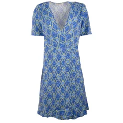 LA PETITE ETOILE Robe portefeuille manches courtes bridgette à motif Femme BLEU