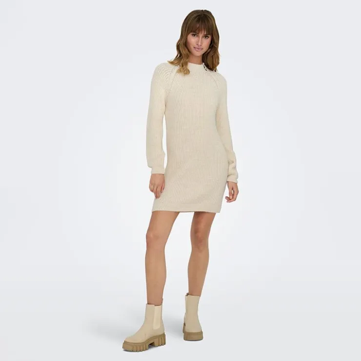 ONLY Robe pull col montant perles Femme BLANC Discount