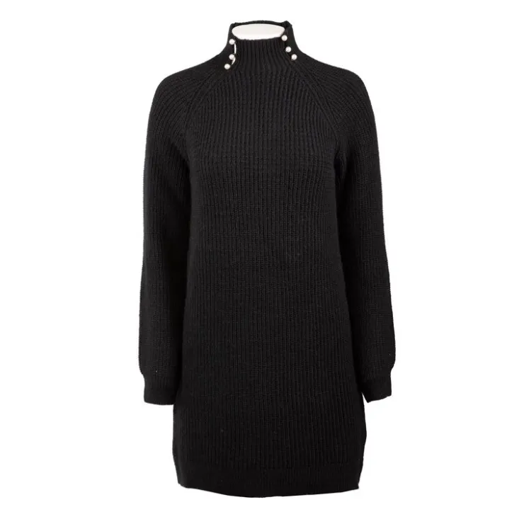 ONLY Robe pull col montant perles Femme NOIR Discount