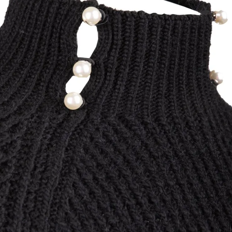 ONLY Robe pull col montant perles Femme NOIR Discount