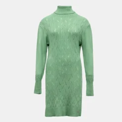 PLEASE Robe pull col roulé salvia manches longues Femme VERT