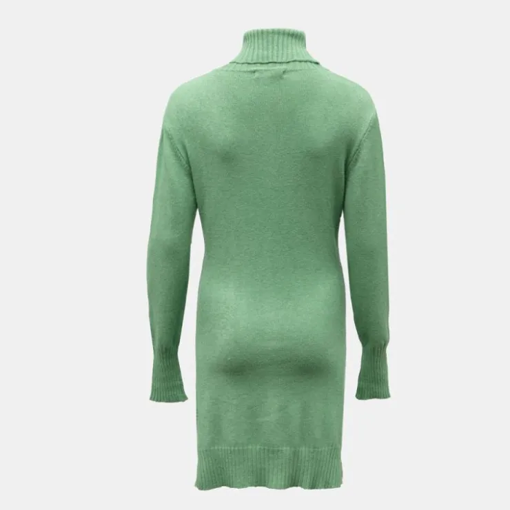 PLEASE Robe pull col roulé salvia manches longues Femme VERT