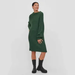 VILA Robe pull en maille manches longues Femme VERT FONCE New