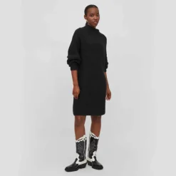 VILA Robe pull en maille manches longues Femme NOIR Discount
