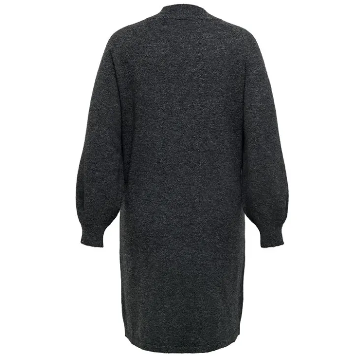 ONLY CARMAKOMA Robe pull longue en maille col montant manches ballons Femme GRIS FONCE Clearance