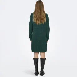 ONLY Robe pull Silly col roulé à manches longues Femme VERT FONCE Sale