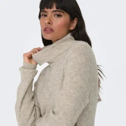 ONLY Robe pull Silly col roulé à manches longues Femme BEIGE Outlet