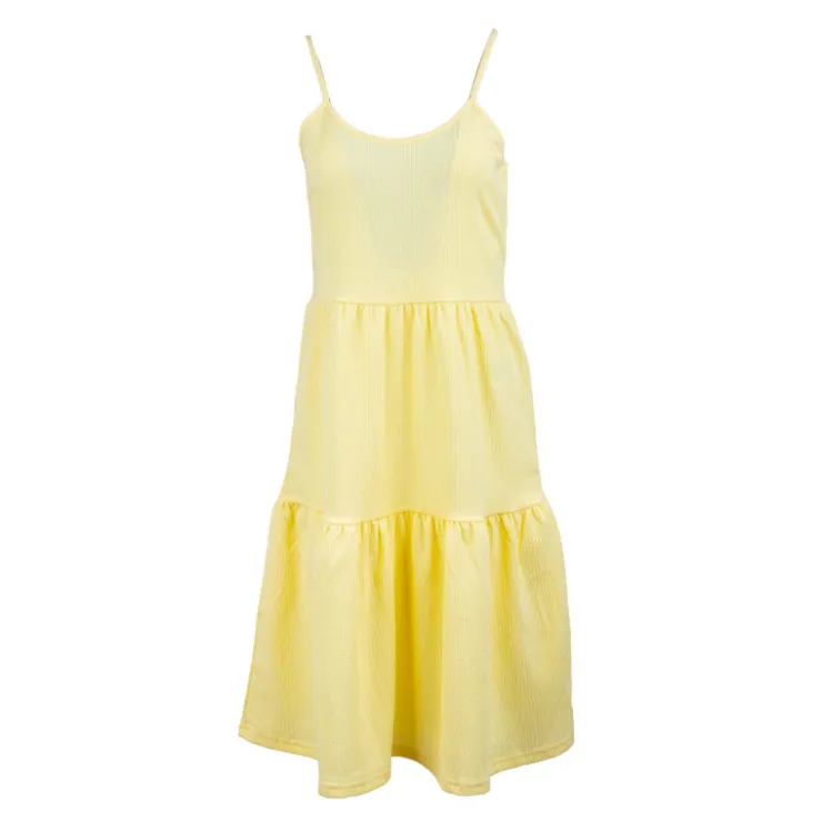 VERO MODA Robe sans manches longue à bretelles Femme JAUNE Sale