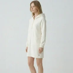LES TROPEZIENNES PAR M.BELARBI Robe sweat à capuche zippée avec ilitilaes brodées Femme BLANC Online