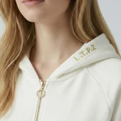 LES TROPEZIENNES PAR M.BELARBI Robe sweat à capuche zippée avec ilitilaes brodées Femme BLANC Online