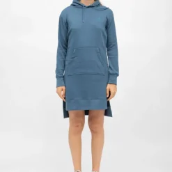 BILL TORNADE Robe sweat courte mary asymétrique coton Femme BLEU