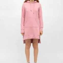 BILL TORNADE Robe sweat courte mary asymétrique coton Femme ROSE
