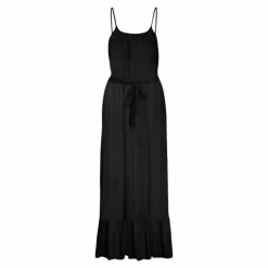 VERO MODA Robe unie à fines bretelles longueur midi volant Femme NOIR Best