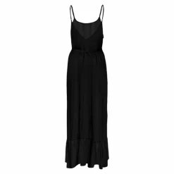 VERO MODA Robe unie à fines bretelles longueur midi volant Femme NOIR Best