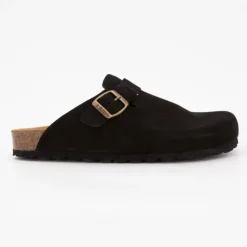 I AM Sabots en cuir lisse daim à boucle Femme NOIR Best