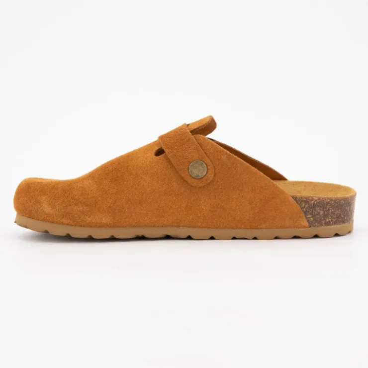 I AM Sabots en cuir lisse daim à boucle Femme MARRON