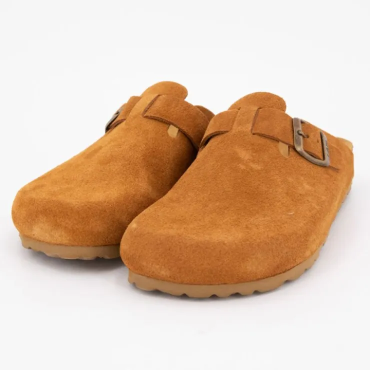 I AM Sabots en cuir lisse daim à boucle Femme MARRON