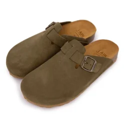 I AM Sabots en cuir lisse daim à boucle Femme KAKI Online