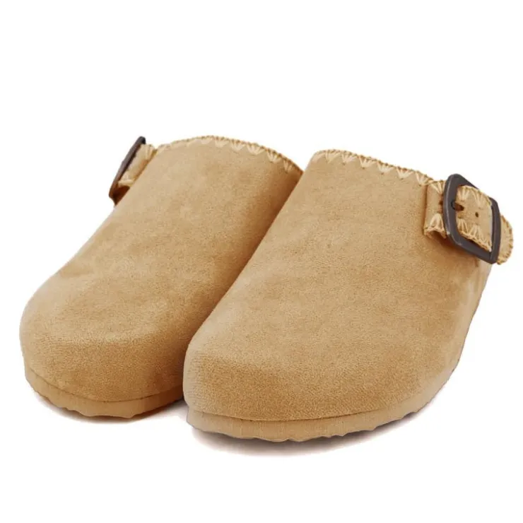 BURTON OF LONDON Sabots fourrés liseré crochets Sunny Femme MARRON Discount