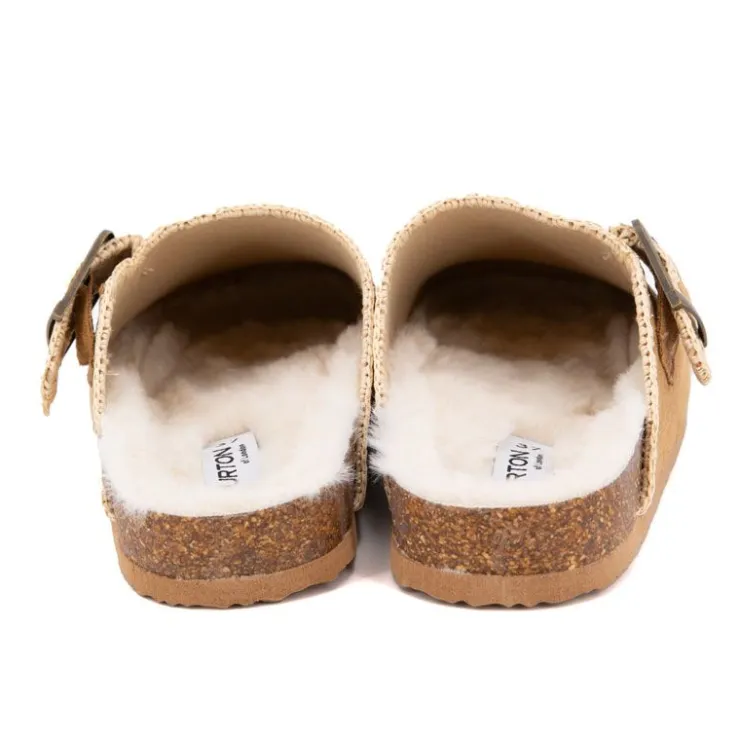 BURTON OF LONDON Sabots fourrés liseré crochets Sunny Femme MARRON Discount