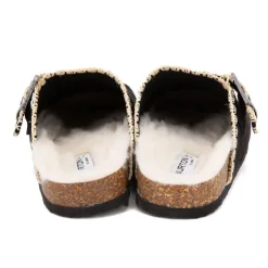 BURTON OF LONDON Sabots fourrés liseré crochets Sunny Femme NOIR Clearance