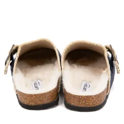 BURTON OF LONDON Sabots fourrés liseré crochets Sunny Femme BLEU FONCE Outlet