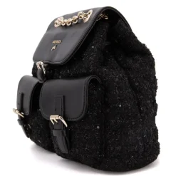 GUESS Sac à dos 18x12x25cm tweed et similicuir fille Enfant NOIR Hot