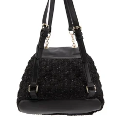 GUESS Sac à dos 18x12x25cm tweed et similicuir fille Enfant NOIR Hot