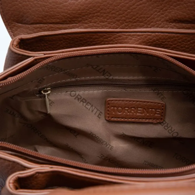 TORRENTE Sac à main type docteur à rabat 32x14x22,5cm Femme MARRON Sale