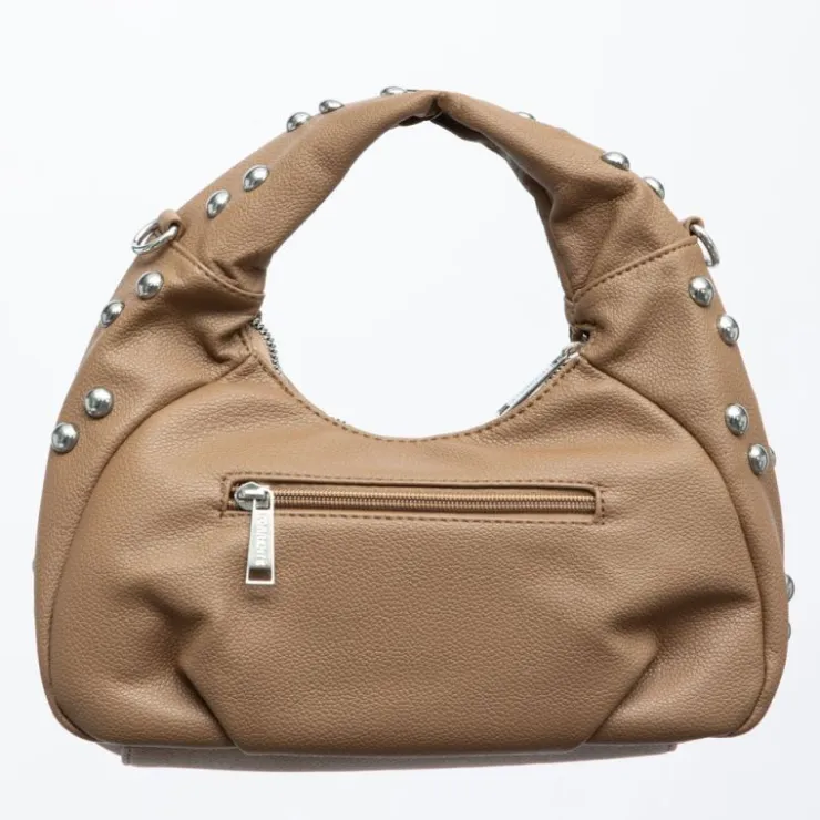 TORRENTE Sac baguette à clous avec anse ajustable 28x10x20cm Femme MARRON New