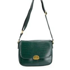 GEORGES RECH Sac bandouliere Romy motif croco à clip doré 22x18x8cm Femme VERT FONCE Online