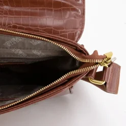 GEORGES RECH Sac bandouliere Romy motif croco à clip doré 22x18x8cm Femme MARRON CLAIR New