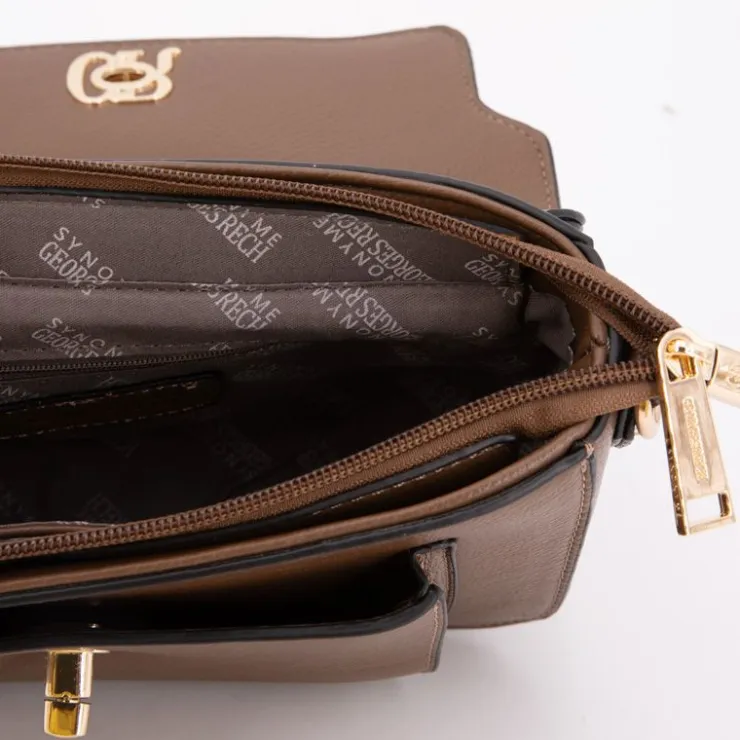 GEORGES RECH Sac bandouliere similicuir motif serpent clippé avec anse amovible radja 22x15x7cm Femme MARRON