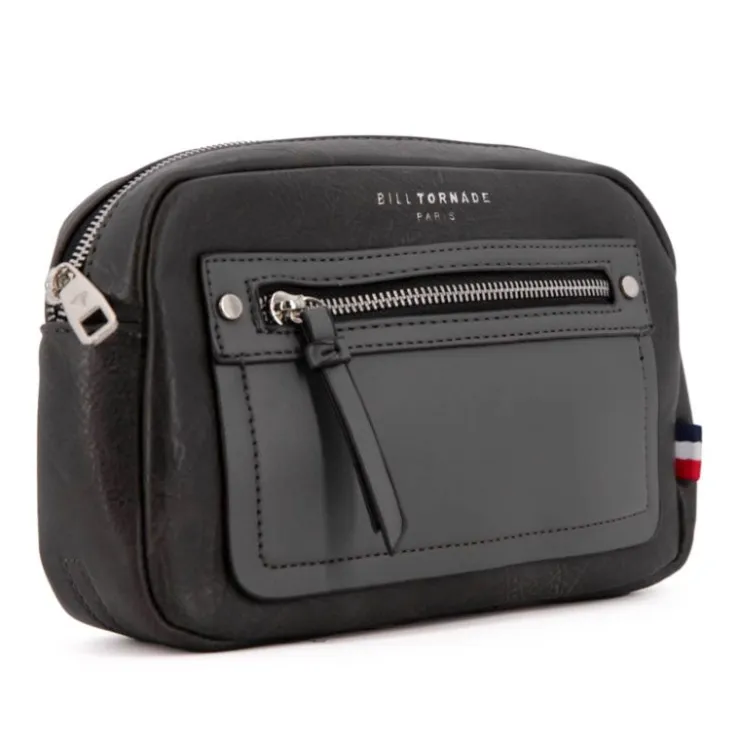 BILL TORNADE Sac ceinture similicuir texturé 26x16x5cm Homme GRIS FONCE Discount