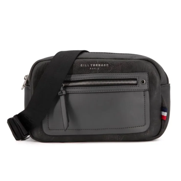 BILL TORNADE Sac ceinture similicuir texturé 26x16x5cm Homme GRIS FONCE Discount