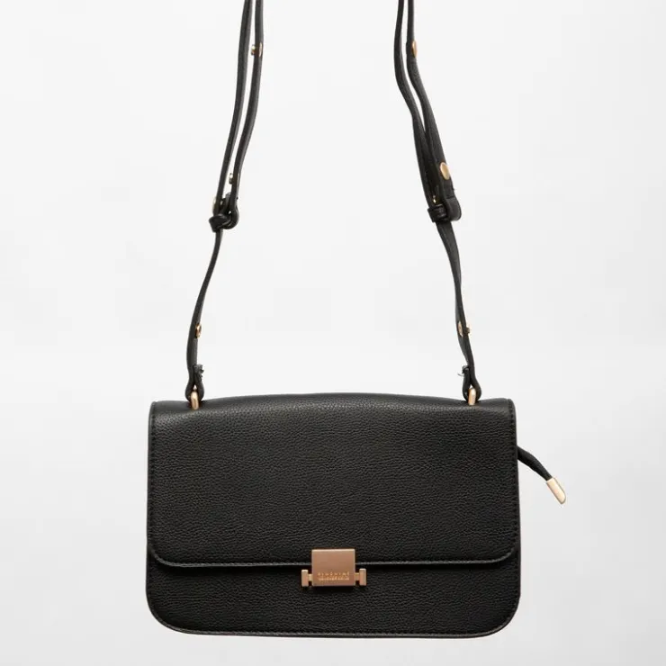 GEORGES RECH Sac pochette avec clip tammie similicuir 5x6x15cm Femme NOIR New