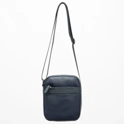 TORRENTE Sacoche avec anse ajustable similicuir 26x30x8cm Homme BLEU FONCE New