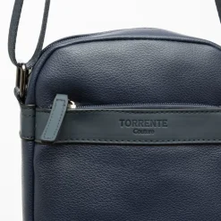 TORRENTE Sacoche avec anse ajustable similicuir 26x30x8cm Homme BLEU FONCE New