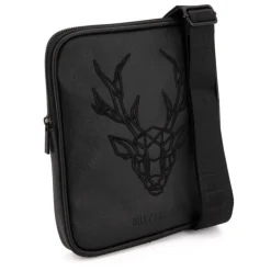 BILL TORNADE Sacoche plate safiano broderie cerf 22x25x2cm Homme NOIR Best