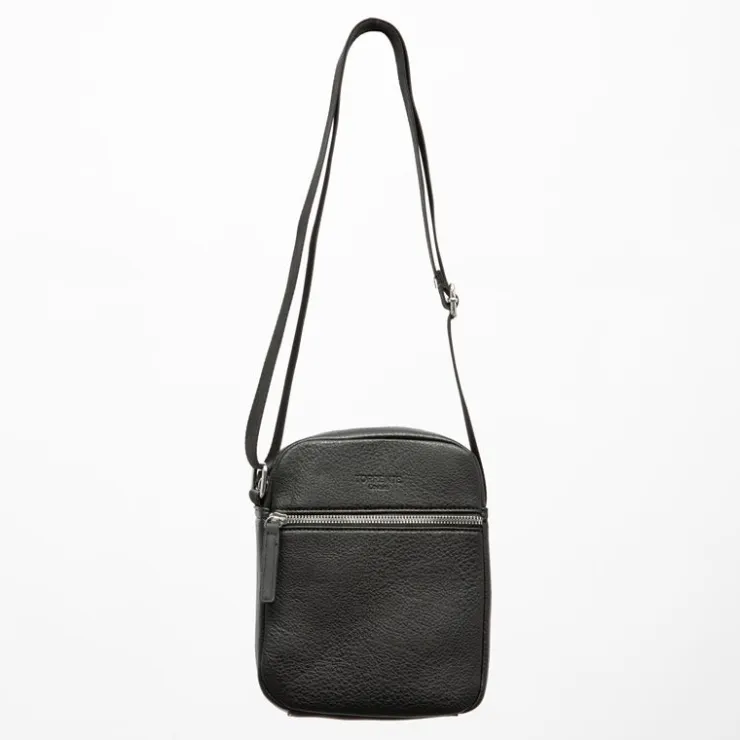 TORRENTE Sacoche similicuir grainé ajustable 25x18x7cm Homme NOIR Sale