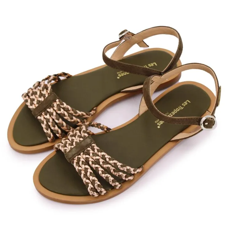 LES TROPEZIENNES PAR M.BELARBI Sandale à une bride tressée Lanou Femme KAKI Discount