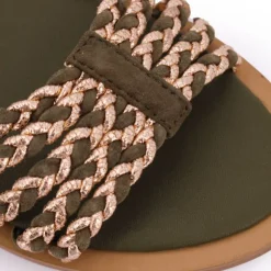 LES TROPEZIENNES PAR M.BELARBI Sandale à une bride tressée Lanou Femme KAKI Discount